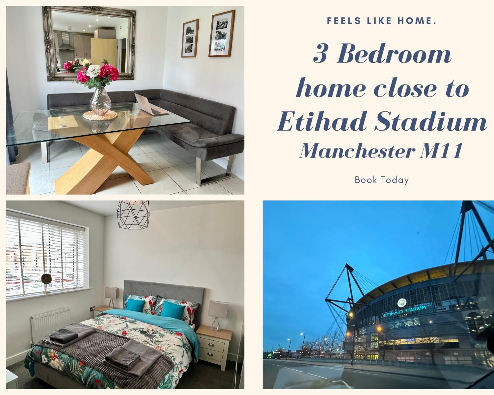 3br-sleeps 6 -walk To Etihad & Ao Arena Holiday home *
